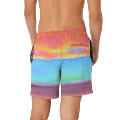 Swim Trunks & Boardshorts-Speedo Printed Redondo Edge Volley Blue Pink Orange