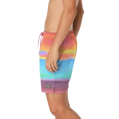 Swim Trunks & Boardshorts-Speedo Printed Redondo Edge Volley Blue Pink Orange