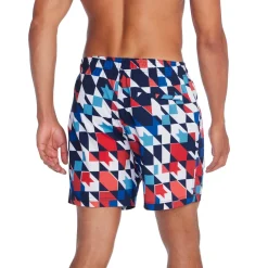 Swim Trunks & Boardshorts-Speedo Printed Redondo Edge Volley 17" Navy Red