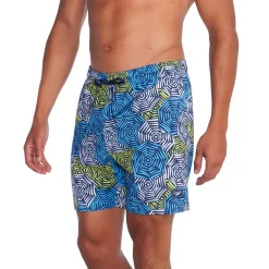 Swim Trunks & Boardshorts-Speedo Printed Redondo Edge Volley 17" Blue