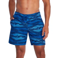 Swim Trunks & Boardshorts-Speedo Printed Redondo Edge Volley 17" Navy