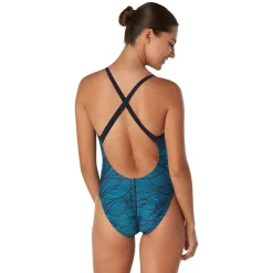 Racing|One Pieces-Speedo Printed Relay Back One Piece Navy