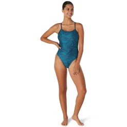 Racing|One Pieces-Speedo Printed Relay Back One Piece Navy