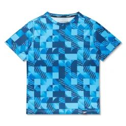 Boys Swimwear-Speedo Printed Short Sleeve Swim Shirt Turkish Sea