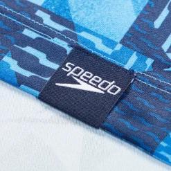 Boys Swimwear-Speedo Printed Short Sleeve Swim Shirt Turkish Sea