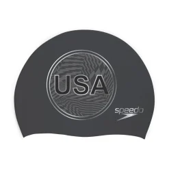 Caps-Speedo Printed Silicone Cap Charcoal Gray