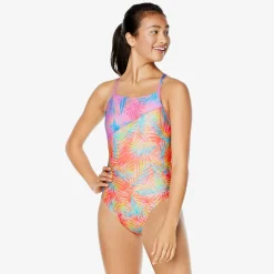 Fitness|Training-Speedo Printed Splice One Piece Pink