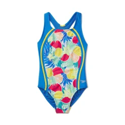 Girls Training|Girls Swimwear-Speedo Printed Sport Splice One Piece Super Sonic Blue