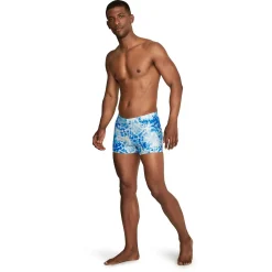 Square Legs-Speedo Printed Square Leg White Blue
