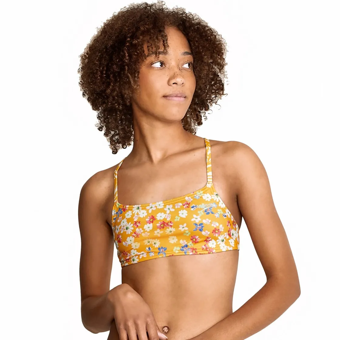 Two Pieces-Speedo Printed Strappy Bikini Top Yellow