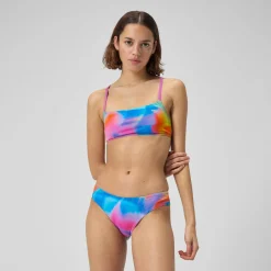 Two Pieces-Speedo Printed Strappy Fixed Bikini Top Acid Rain