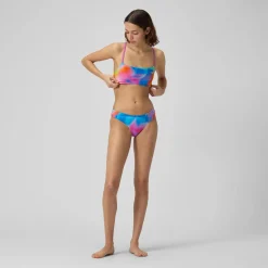 Two Pieces-Speedo Printed Strappy Fixed Bikini Top Acid Rain