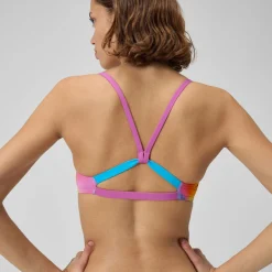 Two Pieces-Speedo Printed Strappy Fixed Bikini Top Acid Rain