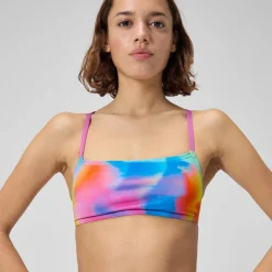 Two Pieces-Speedo Printed Strappy Fixed Bikini Top Acid Rain