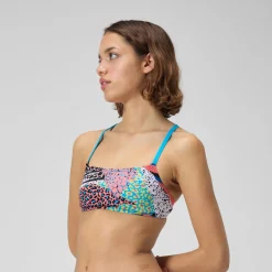 Two Pieces-Speedo Printed Strappy Fixed Bikini Top Montage Mayhem