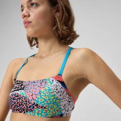 Two Pieces-Speedo Printed Strappy Fixed Bikini Top Montage Mayhem