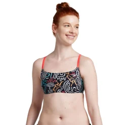 Two Pieces-Speedo Printed Strappy Top Black
