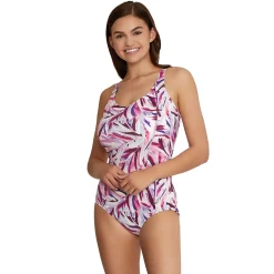 Fitness|One Pieces-Speedo Printed Sweetheart One Piece Fuchsia