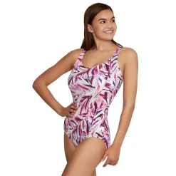 Fitness|One Pieces-Speedo Printed Sweetheart One Piece Fuchsia