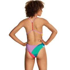 Fitness|Training-Speedo Printed T-Back One Piece Color Block Geo