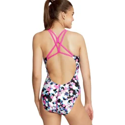 Recreation|Fitness-Speedo Printed Thin Strap One Piece Pink White
