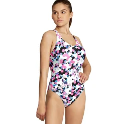 Recreation|Fitness-Speedo Printed Thin Strap One Piece Pink White
