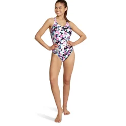 Recreation|Fitness-Speedo Printed Thin Strap One Piece Pink White