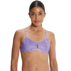 Two Pieces-Speedo Printed Tie Back Keyhole Top Purple