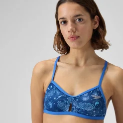 Two Pieces-Speedo Printed Tie Back Keyhole Top Booms and Bolts Blue
