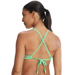Two Pieces-Speedo Printed Tie Back Keyhole Top Purple Green