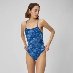 Racing|Fitness-Speedo Printed Tri Back One Piece Booms and Bolts Blue
