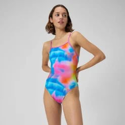 Racing|Fitness-Speedo Printed Tri Back One Piece Acid Rain