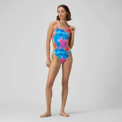 Racing|Fitness-Speedo Printed Tri Back One Piece Acid Rain
