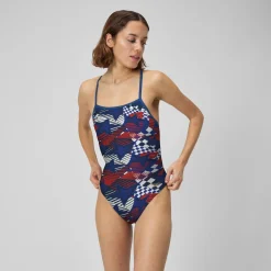 Racing|Fitness-Speedo Printed Tri Back One Piece Cobalt Blue