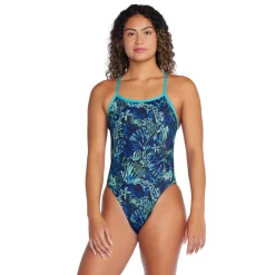 Recreation|Fitness-Speedo Printed Twist Back One Piece Teal