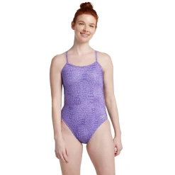 Recreation|Fitness-Speedo Printed Twist Back One Piece Purple