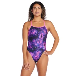 Recreation|Fitness-Speedo Printed Twist Back One Piece Violet Pink