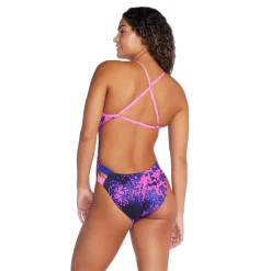 Recreation|Fitness-Speedo Printed Twist Back One Piece Violet Pink