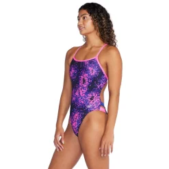 Recreation|Fitness-Speedo Printed Twist Back One Piece Violet Pink