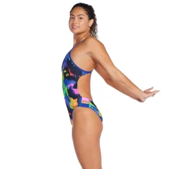 Recreation|Fitness-Speedo Printed Twist Back One Piece Anthracite