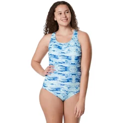 Recreation|Fitness-Speedo Printed Ultraback One Piece Sky Blue