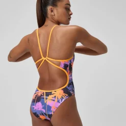 Racing|Fitness-Speedo Printed Web Back One Piece