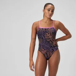 Racing|Fitness-Speedo Printed Web Back One Piece