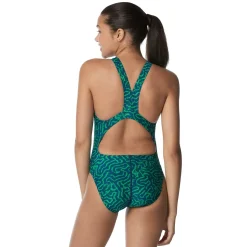 Racing|One Pieces-Speedo Race Maze Super Pro Back One Piece Black/Turquoise