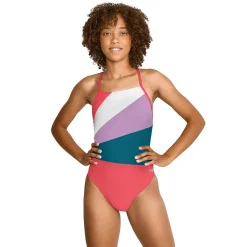 Fitness|Training-Speedo Radiating Splice T-Back One Piece Fiery Coral