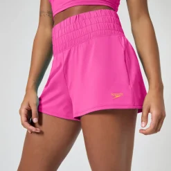 Racing|Fitness-Speedo Regan Collection Solid Logo High Waist Short Flare Pink