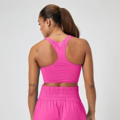 Two Pieces-Speedo Regan Collection Solid Logo Crop Top Flare Pink