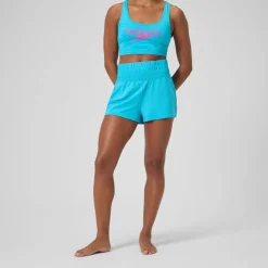 Racing|Fitness-Speedo Regan Collection Solid Logo High Waist Short Hypersonic Blue