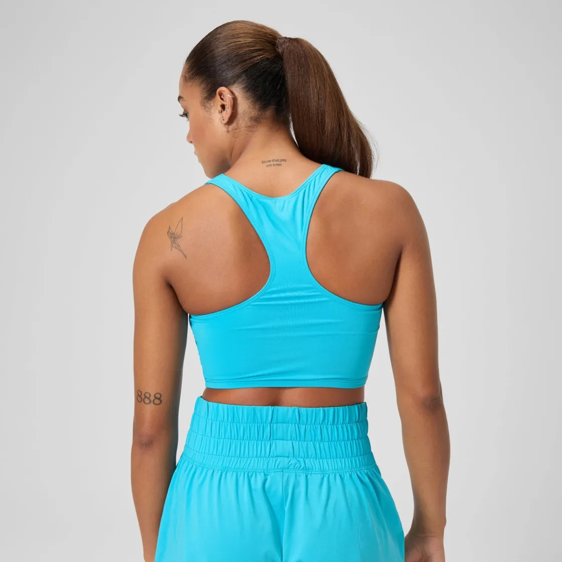 Two Pieces-Speedo Regan Collection Solid Logo Crop Top Hypersonic Blue