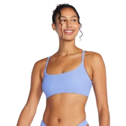 Two Pieces-Speedo Rib Double Cross Bikini Top Curious Blue